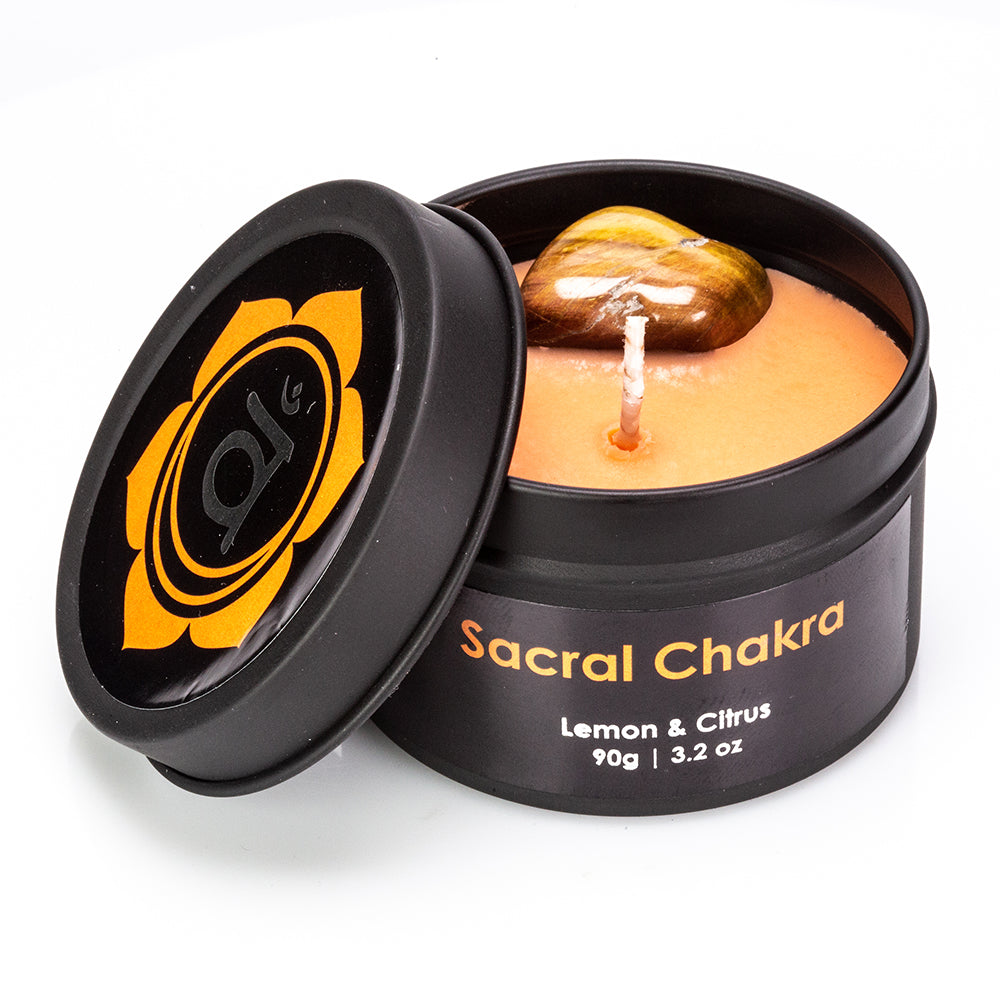 Conjunto de 9 peças Emporia com 7 velas de vidro Chakra, pedente Chakra e pulseira Chakra com Ametista, Lápis-Lazúli, Citrino, Aventurina Verde, Olho de Tigre, Jaspe Vermelho e Quartzo Puro