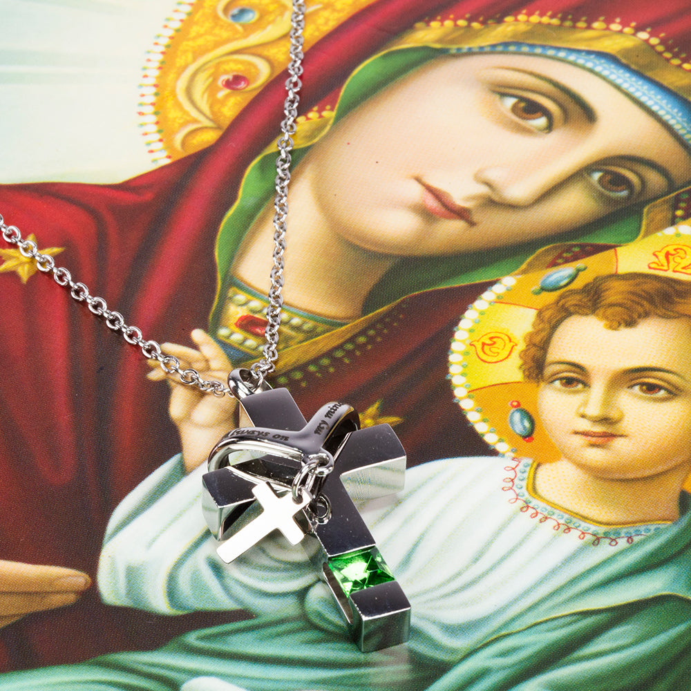Pendente de cruz comemorativa com colar