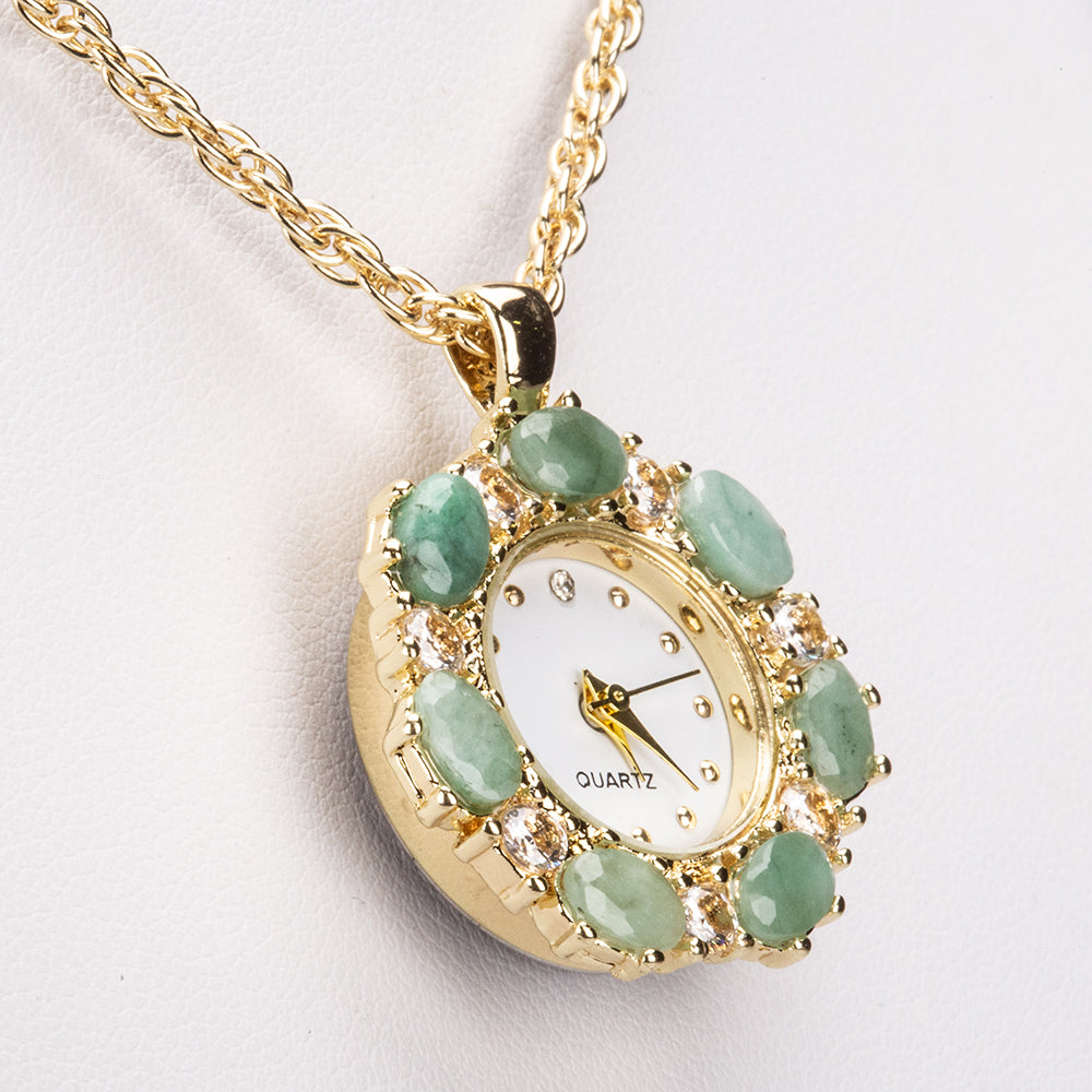 Colar de Liga de Ouro com Esmeralda e Cristal Emporia® Branco