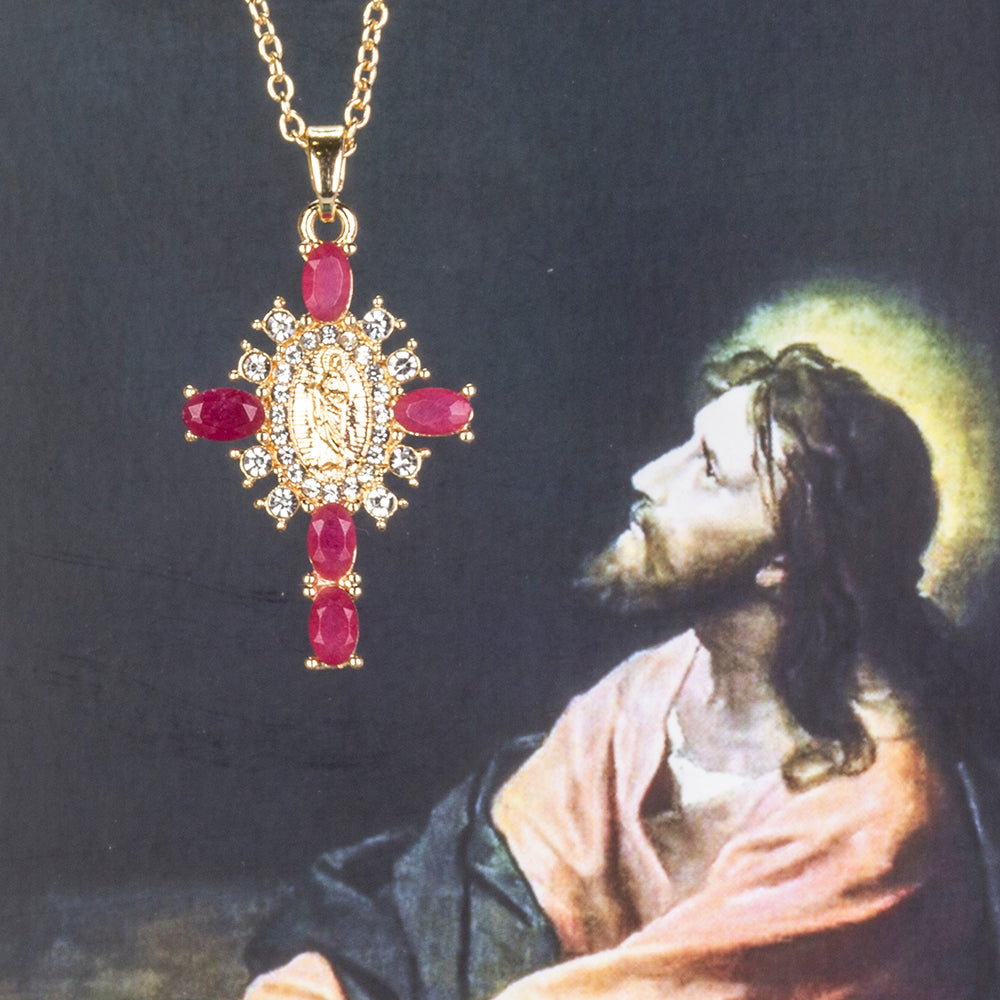 Pendente com Cruz de Rubi com Corrente