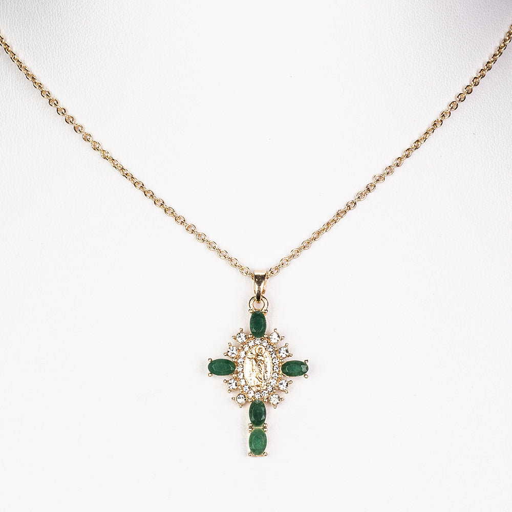 Pendente com Cruz de Esmeralda com corrente