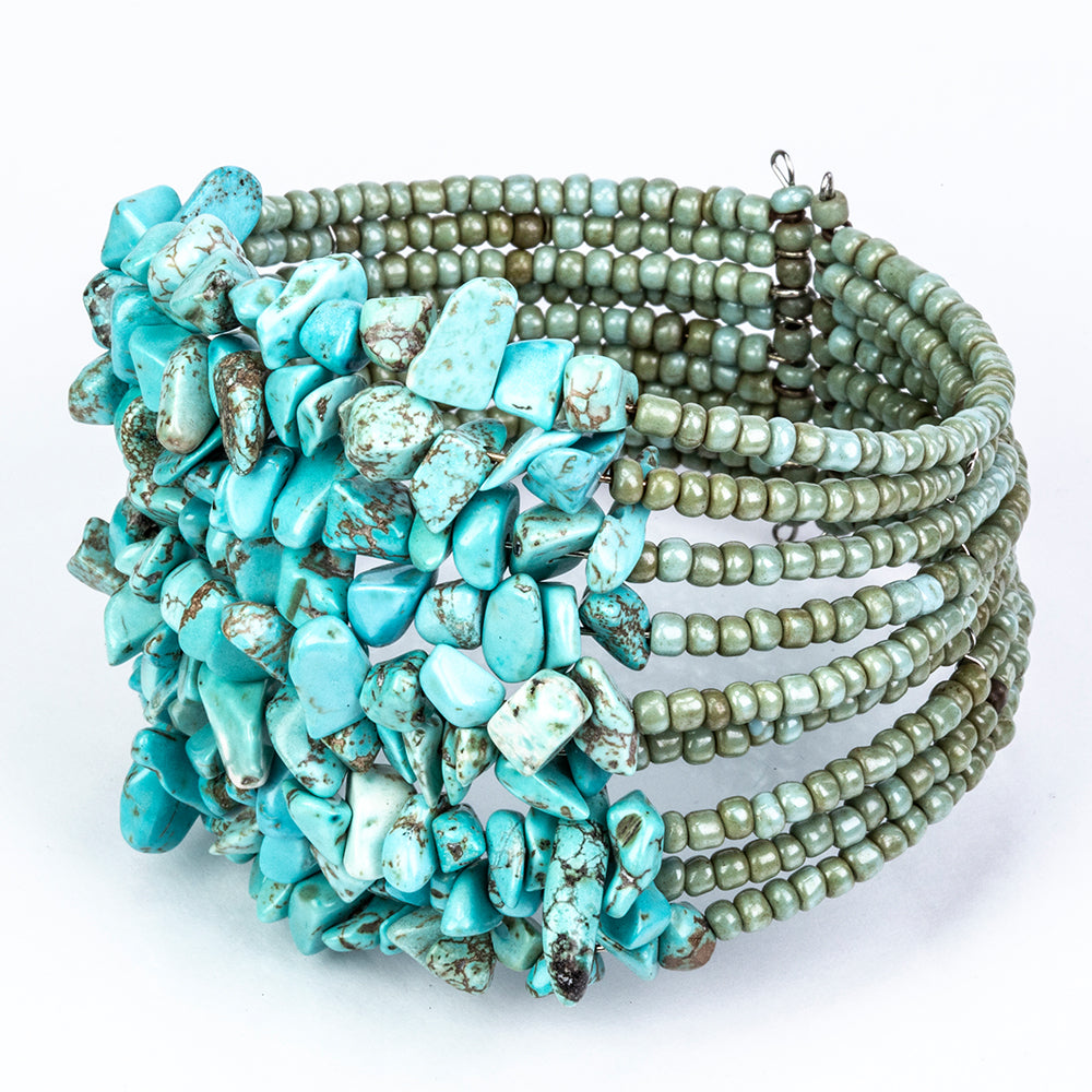 Pulseira com Turquesa e Cristal Emporia® Verde