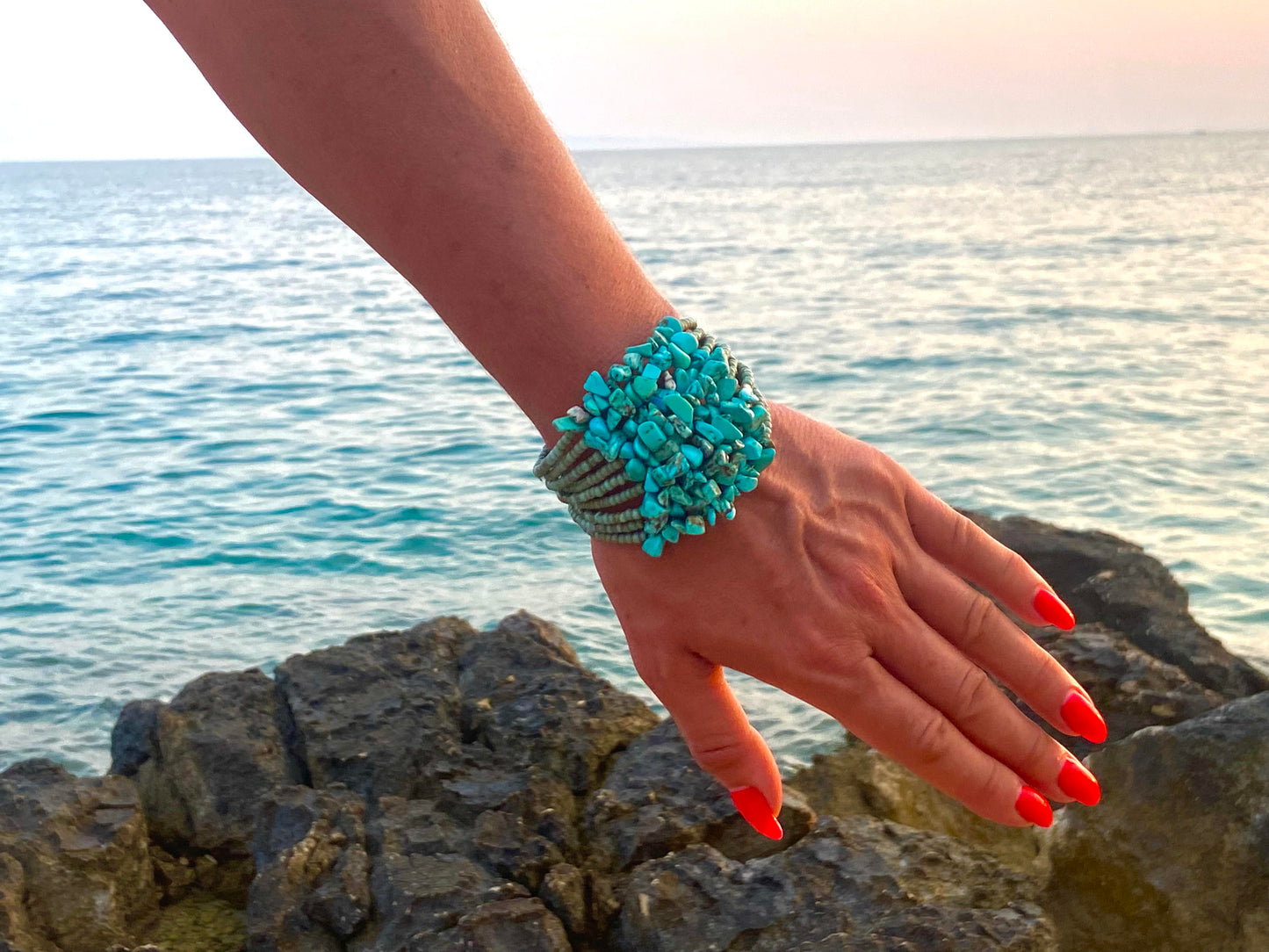 Pulseira com Turquesa e Cristal Emporia® Verde
