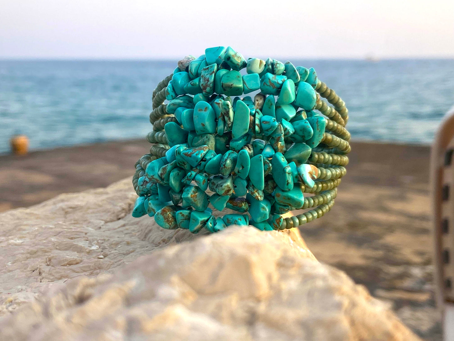 Pulseira com Turquesa e Cristal Emporia® Verde