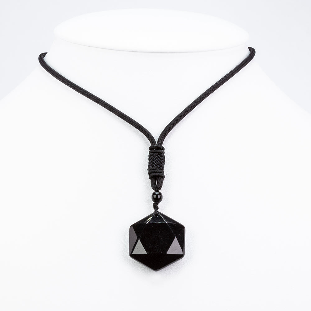 Pendente de proteção em obsidiana hexagonal