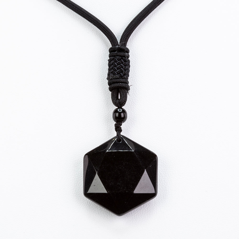 Pendente de proteção em obsidiana hexagonal