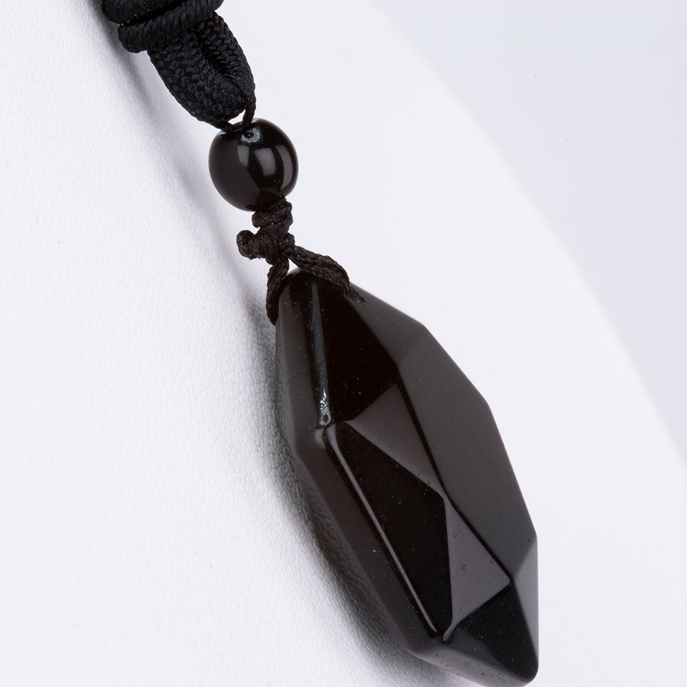Pendente de proteção em obsidiana hexagonal