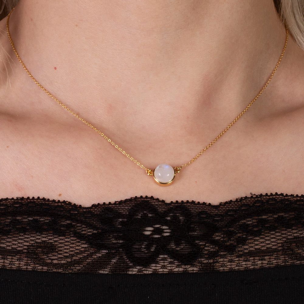 Conjunto de Prata com Banho de Ouro com Pedra da Lua Arco-íris  Contraste: Cabeca de Veado (800)