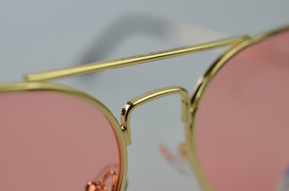 Emporia Itália - Série Aviator "DOCE", óculos de sol com filtro UV polarizados com estojo rígido e pano de limpeza, lentes de proteção solar de cor-de-rosa, armação dourada