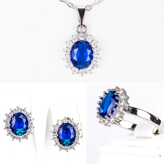 Conjunto de jóias com cristal Emporia® azul e branco