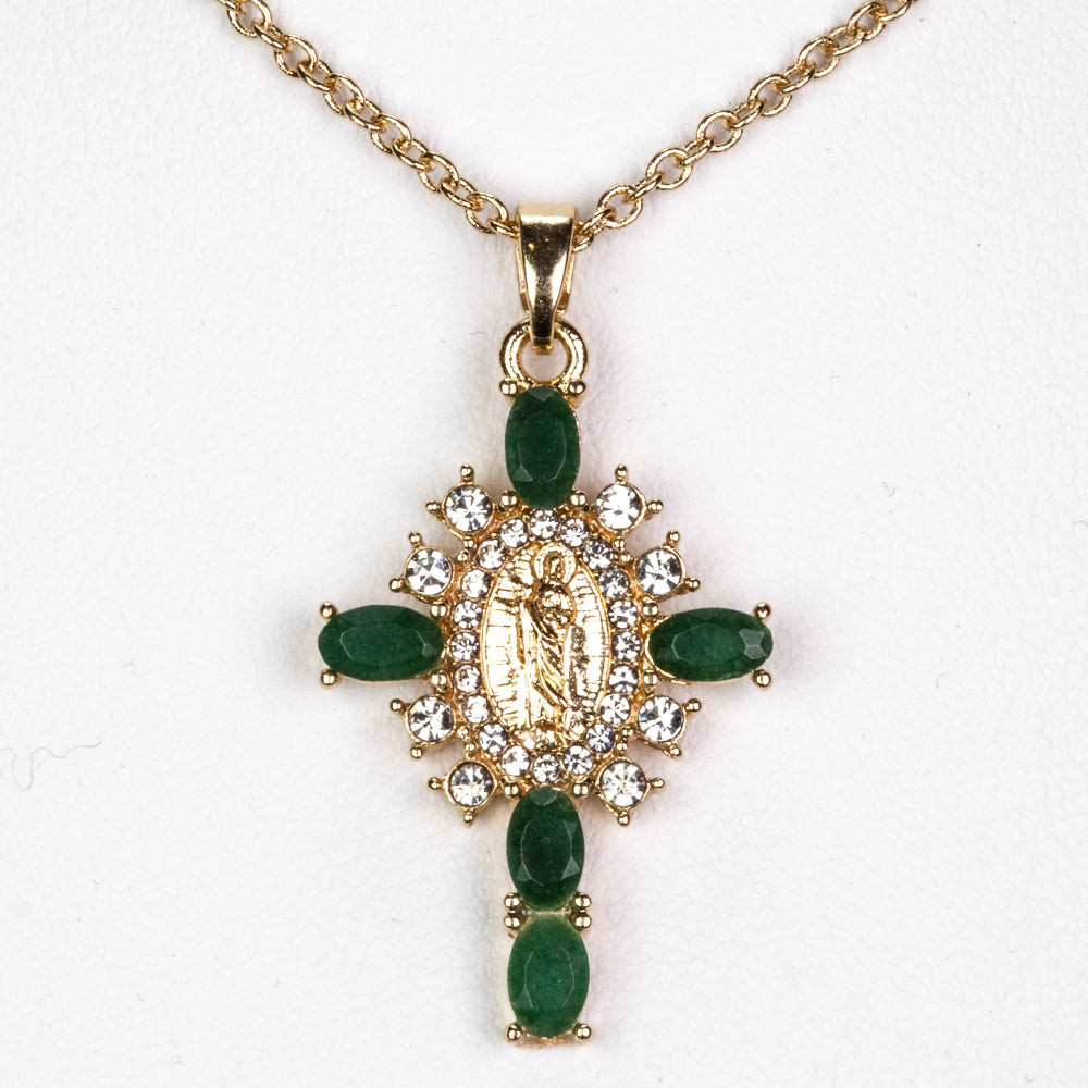 Pendente com Cruz de Esmeralda com corrente