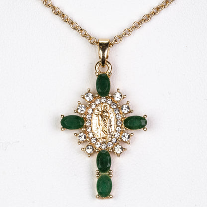 Pendente com Cruz de Esmeralda com corrente