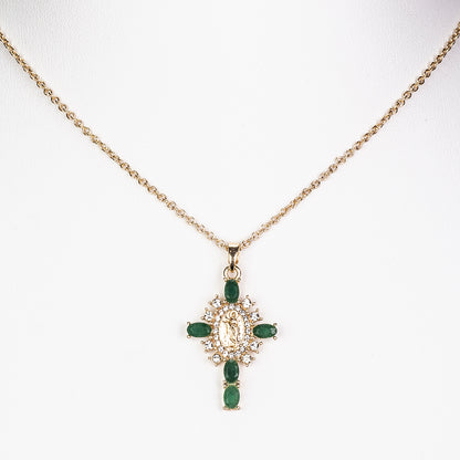Pendente com Cruz de Esmeralda com corrente