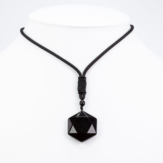 Pendente de proteção em obsidiana hexagonal