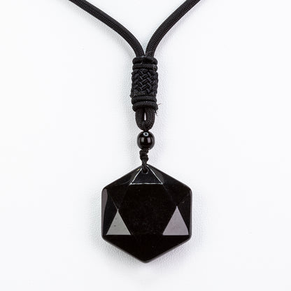 Pendente de proteção em obsidiana hexagonal