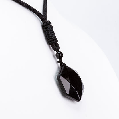 Pendente de proteção em obsidiana hexagonal