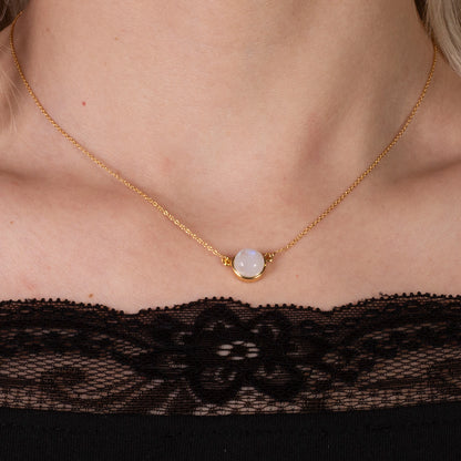 Conjunto de Prata com Banho de Ouro com Pedra da Lua Arco-íris  Contraste: Cabeca de Veado (800)